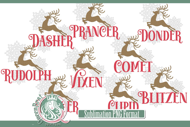 Reindeer Bundle Sublimation Sublimation QueenBrat Digital Designs 
