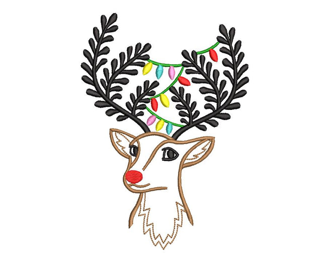 Reindeer, Christmas Deer with garland Machine Embroidery Embroidery/Applique DESIGNS Canada Embroidery 