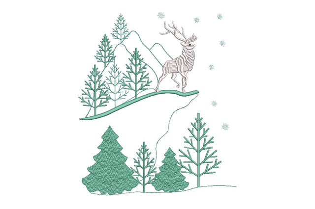 Reindeer Christmas design Machine Embroidery, Holiday Embroidery Design, Christmas decor Embroidery Design, Merry Christmas, 4 sizes: Embroidery/Applique DESIGNS ArtEMByNatalia 