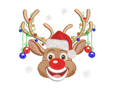 Reindeer Christmas design Machine Embroidery, Holiday Embroidery Design, Christmas decor Embroidery Design, Merry Christmas, 4 sizes: Embroidery/Applique DESIGNS ArtEMByNatalia 