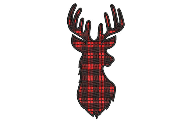 Reindeer Christmas design Machine Embroidery, Holiday Embroidery Design,Gingham plaid Deer Silhouette , Merry Christmas, 4 sizes Embroidery/Applique DESIGNS ArtEMByNatalia 