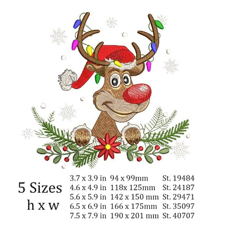 Reindeer Christmas Machine Embroidery design, Holiday Embroidery. Embroidery/Applique DESIGNS ArtEMByNatalia 