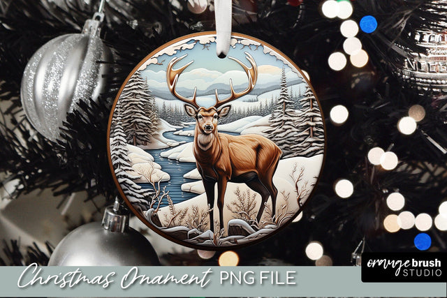 Reindeer Christmas Ornament 3D Sublimation Design $3.00 $1.50 Sublimation OrangeBrushStudio 