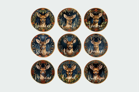 Reindeer Christmas Ornament Bundle, 3D Sublimation Designs Sublimation OrangeBrushStudio 