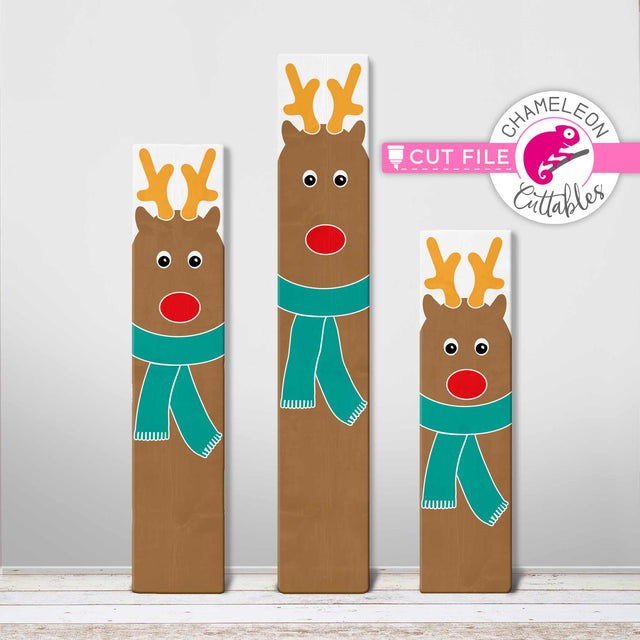 Reindeer Christmas porch sign vertical svg png dxf SVG Chameleon Cuttables 