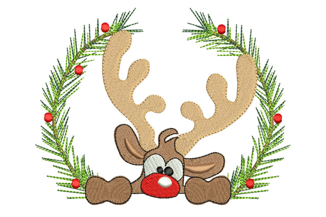 Reindeer Christmas Wreath Embroidery Designs, Christmas Machine Embroidery File Embroidery/Applique DESIGNS NextEmbroidery 