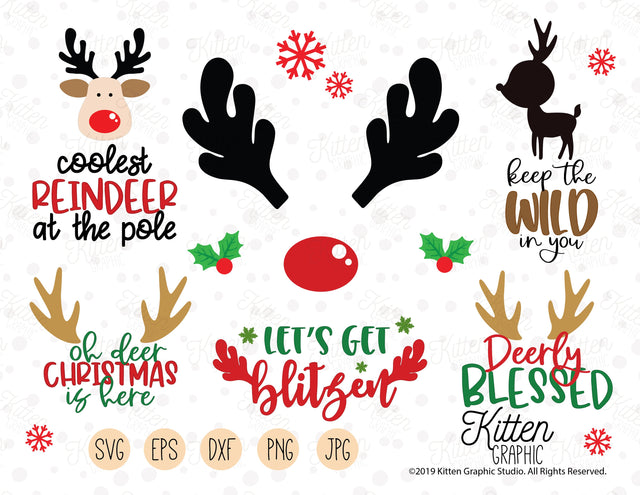Reindeer Cliparts Set SVG KittenGraphic 