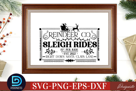 Reindeer co. Sleigh rides 15 C per ride est 2022 right down santa claus lane SVG SVG DESIGNISTIC 