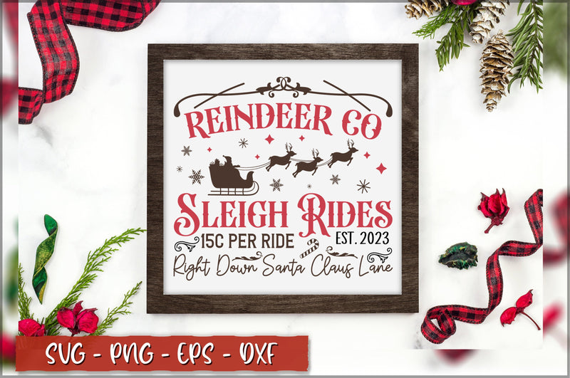 Reindeer co sleigh rides 15c per ride est. 2023 right down santa claus lane Sign SVG SVG Shetara Begum 