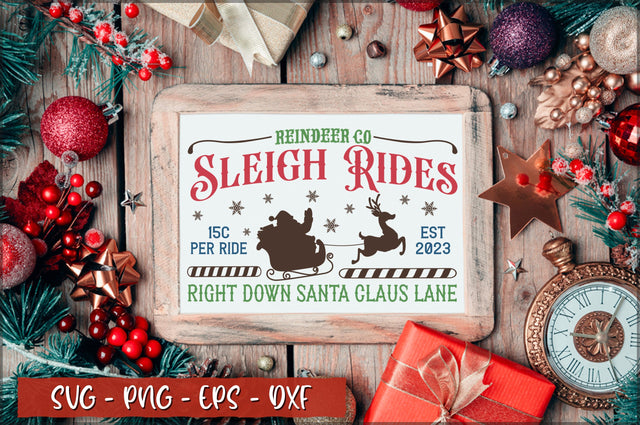 Reindeer co. sleigh rides 15c per ride est 2023 right down santa claus lane Sign SVG SVG Shetara Begum 