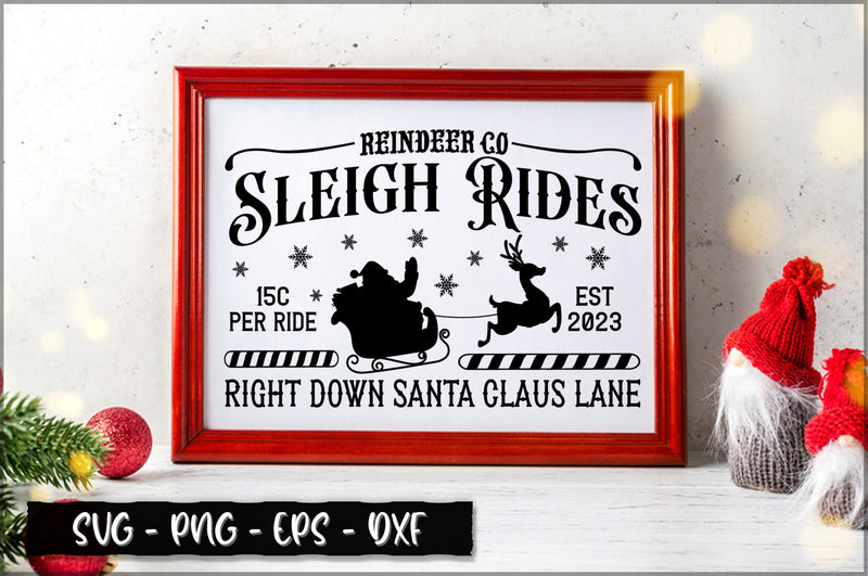 Reindeer co. sleigh rides 15c per ride est 2023 right down santa claus lane Sign SVG SVG Shetara Begum 