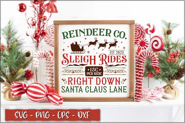 Reindeer co. sleigh rides 15c per ride est 2023 right down santa claus lane Sign SVG SVG Shetara Begum 