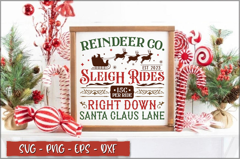 Reindeer co. sleigh rides 15c per ride est 2023 right down santa claus lane Sign SVG SVG Shetara Begum 
