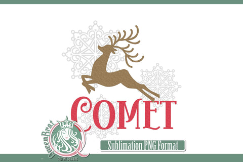 Reindeer-Comet Sublimation Sublimation QueenBrat Digital Designs 