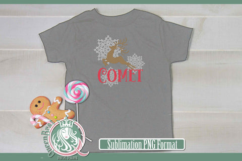 Reindeer-Comet Sublimation Sublimation QueenBrat Digital Designs 