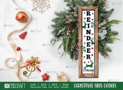Reindeer Crossing Sign SVG Cut File | Merry Christmas Svg | Porch Sign | Christmas Door Hanger | Farmhouse Decor Svg | Christmas Sign | Christmas Wood Sign Design SVG ETC Craft 