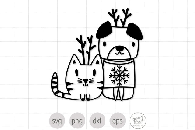 Reindeer Dog and Cat svg, Holiday Cat and Dog svg SVG Lynda M Metcalf 