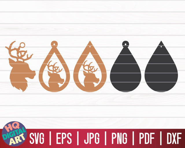 Reindeer Earrings SVG Bundle | Christmas Earrings SVG SVG HQDigitalArt 