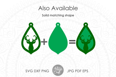 Reindeer earrings, SVG cut files, Christmas laser cut earring file SVG Artisan Craft SVG 