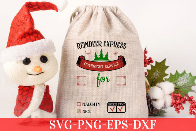 Reindeer express overnight service for naughty nice checked twice SVG SVG DESIGNISTIC 