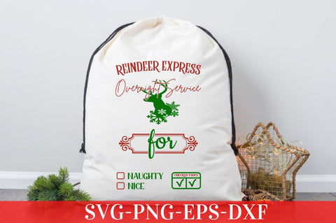 Reindeer express overnight service for naughty nice checked twice SVG SVG DESIGNISTIC 