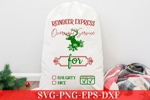 Reindeer express overnight service for naughty nice checked twice SVG SVG DESIGNISTIC 
