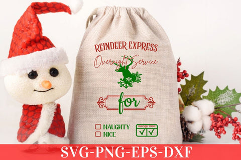 Reindeer express overnight service for naughty nice checked twice SVG SVG DESIGNISTIC 