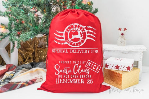 Reindeer express Santa sack svg, Christmas svg, Santa bag SVG Brushed Rose 