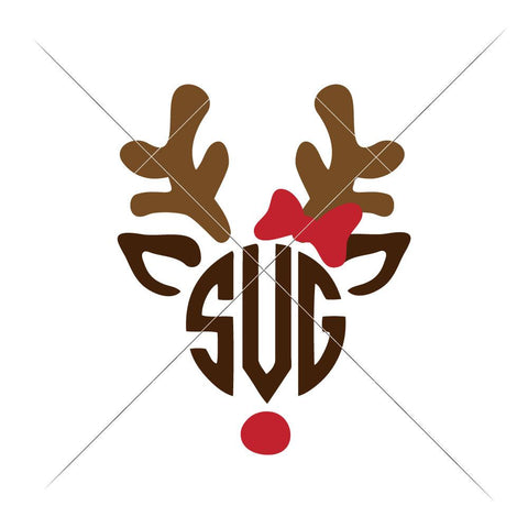 Reindeer Face for Monogram - Christmas SVG Chameleon Cuttables 