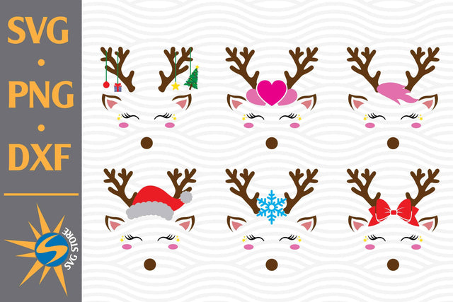 Reindeer Face SVG, PNG, DXF Digital Files Include SVG SVGStoreShop 