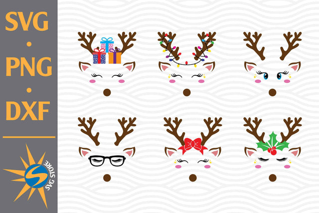 Reindeer Face SVG, PNG, DXF Digital Files Include SVG SVGStoreShop 