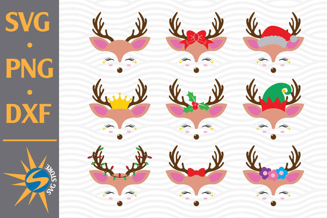 Reindeer Face SVG, PNG, DXF Digital Files Include SVG SVGStoreShop 