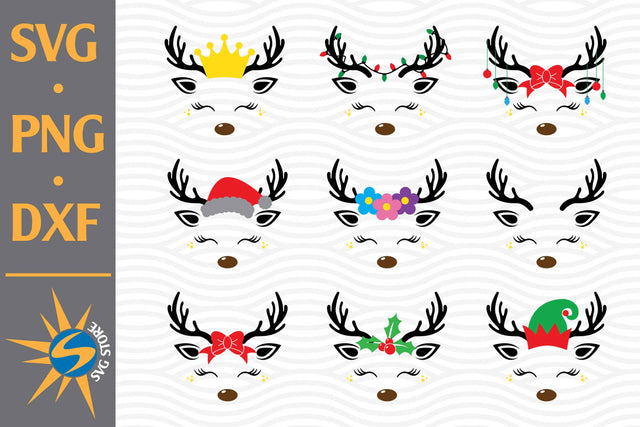 Reindeer Face SVG, PNG, DXF Digital Files Include SVG SVGStoreShop 