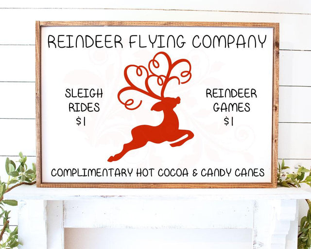 Reindeer Flying Company svg, Reindeer Digital download, Christmas Cut File, Farmhouse svg, Sleigh Rides svg, Clipart, SVG PNG DXF, Sign svg SVG Farmstone Studio Designs 