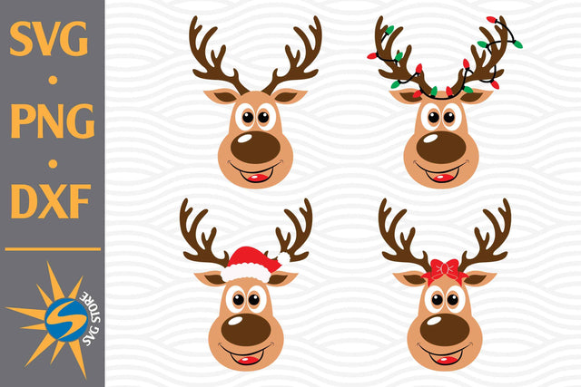 Reindeer Head SVG, PNG, DXF Digital Files Include SVG SVGStoreShop 