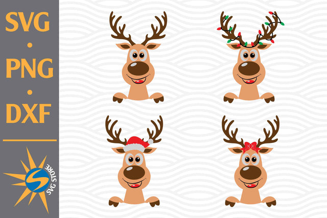Reindeer Head SVG, PNG, DXF Digital Files Include SVG SVGStoreShop 
