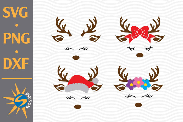 Reindeer Head SVG, PNG, DXF Digital Files Include SVG SVGStoreShop 