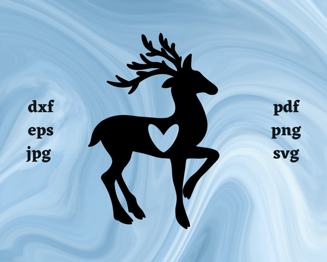 Reindeer Heart SVG Cut File SVG Northern Light SVG 