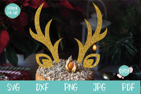 Reindeer Horns Christmas Cake Topper SVG | Christmas Decor SVG OyoyStudioDigitals 