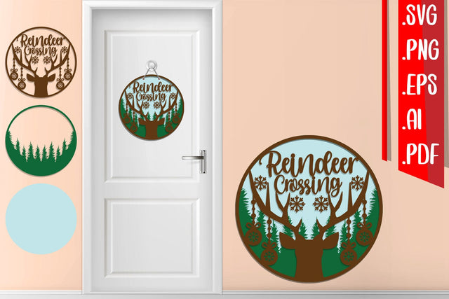 Reindeer Layered Door Sign Svg Cut Files SVG zafrans studio 