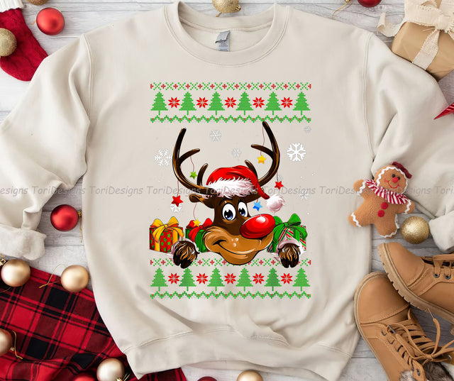 Reindeer Lovers Santa Hat Ugly Christmas Sublimation Design Download Sublimation ToriDesigns 