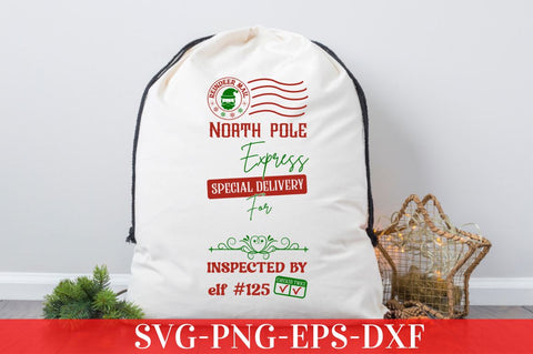 Reindeer mail North pole express special delivery for inspected by elf #125 checked twice SVG SVG DESIGNISTIC 