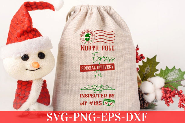 Reindeer mail North pole express special delivery for inspected by elf #125 checked twice SVG SVG DESIGNISTIC 