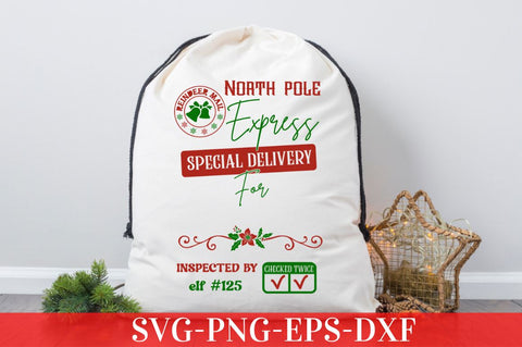 Reindeer mail North pole express special delivery for inspected by elf #125 checked twice SVG SVG DESIGNISTIC 