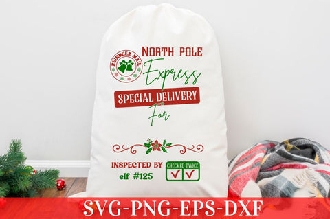 Reindeer mail North pole express special delivery for inspected by elf #125 checked twice SVG SVG DESIGNISTIC 