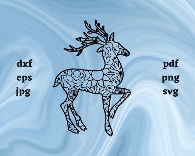 Reindeer Mandala SVG Cut File SVG Northern Light SVG 
