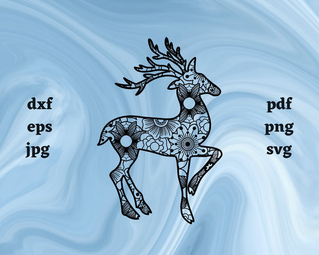 Reindeer Mandala SVG Cut File SVG Northern Light SVG 