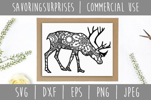 Reindeer Mandala Zentangle SVG SavoringSurprises 