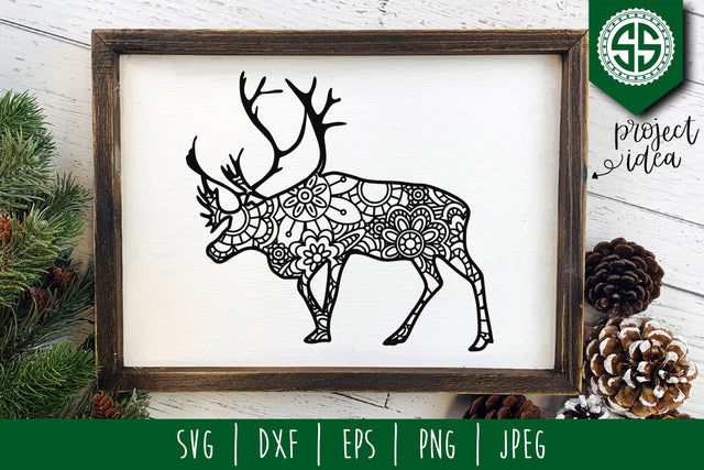 Reindeer Mandala Zentangle SVG SavoringSurprises 