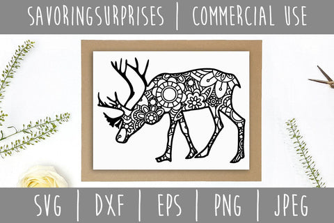 Reindeer Mandala Zentangle SVG SavoringSurprises 